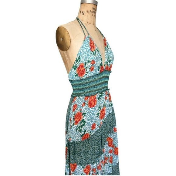 Free People Floral Halter Dress with Smocked Waist size XS - Picture 3 of 7